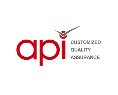 The corporate logo of API, an expert on the household goods and toys quality assurance 